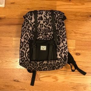 Gently used leopard print Herschel backpack